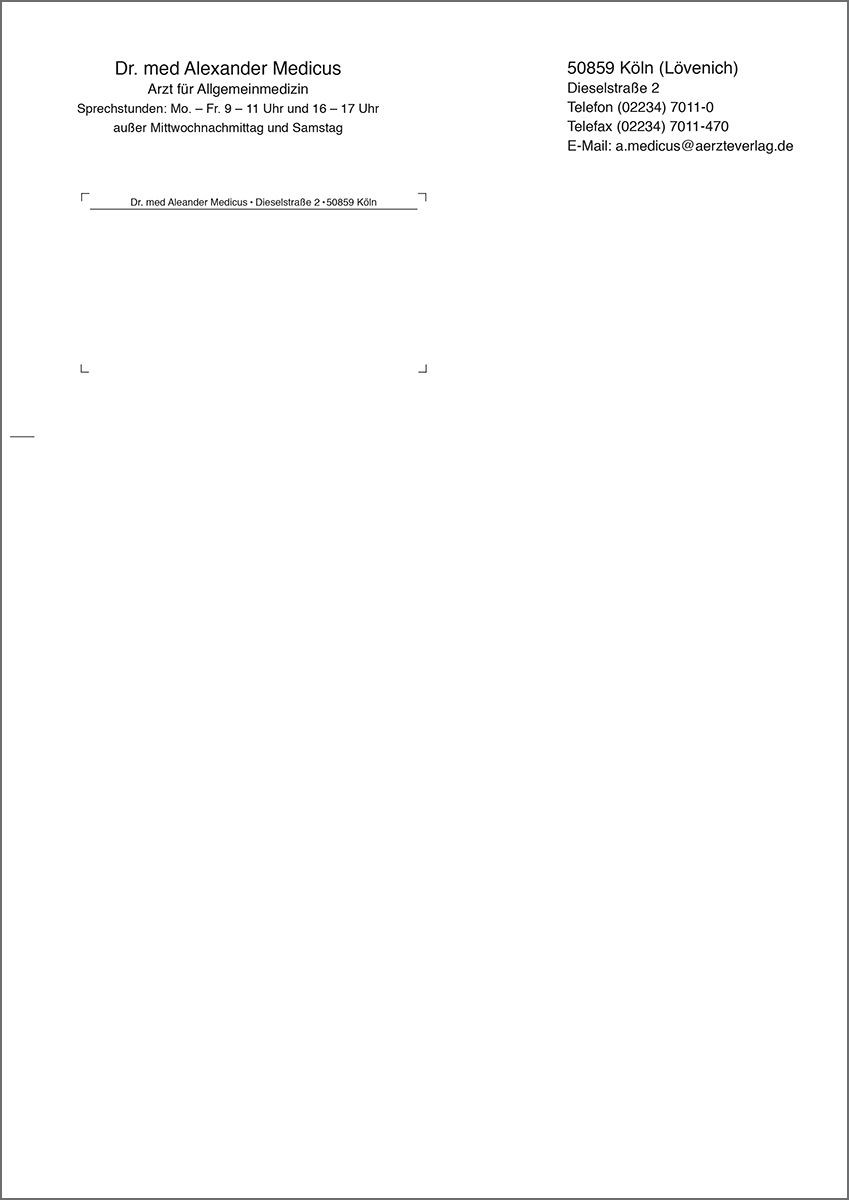Briefbogen DIN A4, einseitig bedruckt, Layout 1