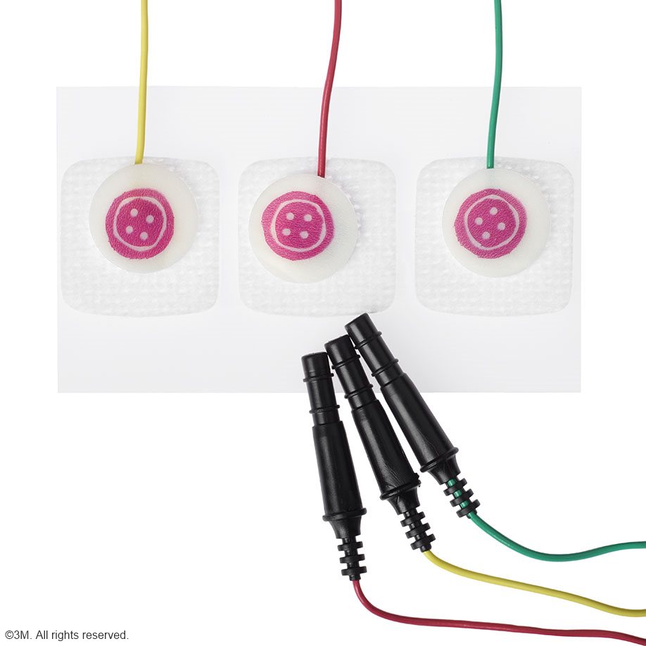 3M Red Dot EKG-Säuglingselektroden vorverkabelt, 2,2 x 2,2 cm (3 Stk.)
