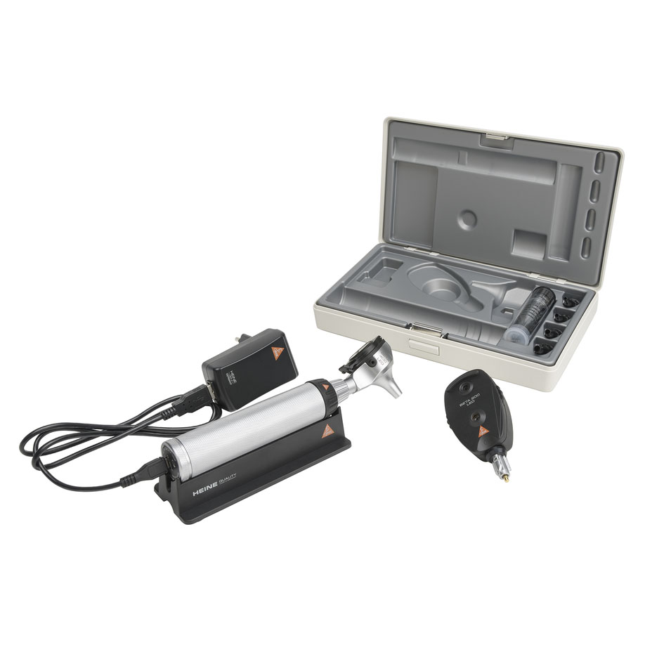 BETA 200 Ophthalmoskop/BETA 400 F.O. Otoskop Set LED mit BETA4 USB Ladegriff