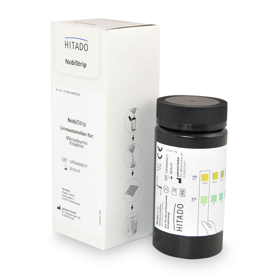 HITADO NobiStrip Mikroalbumin/Kreatinin Urinteststreifen (25 Tests)